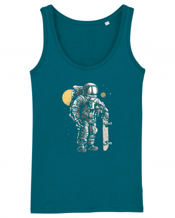 Astronaut Skater Retro Wood Style Ocean Depth