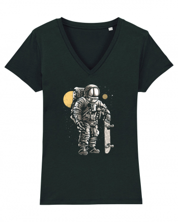 Astronaut Skater Retro Wood Style Black