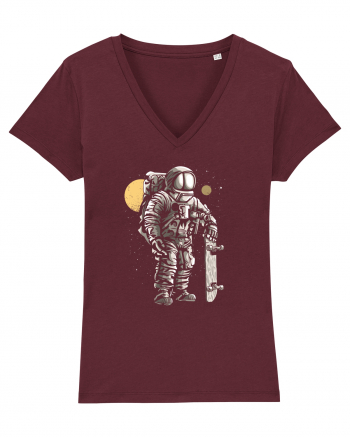 Astronaut Skater Retro Wood Style Burgundy