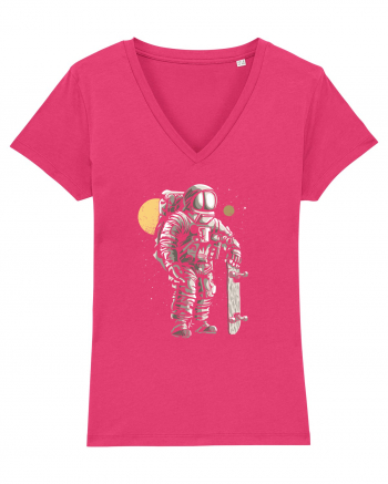 Astronaut Skater Retro Wood Style Raspberry