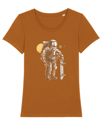 Astronaut Skater Retro Wood Style Roasted Orange