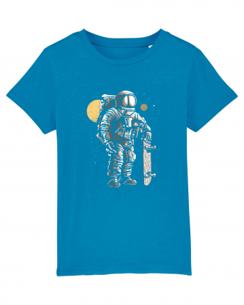 Astronaut Skater Retro Wood Style Azur