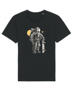 Astronaut Skater Retro Wood Style Tricou mânecă scurtă Unisex Rocker