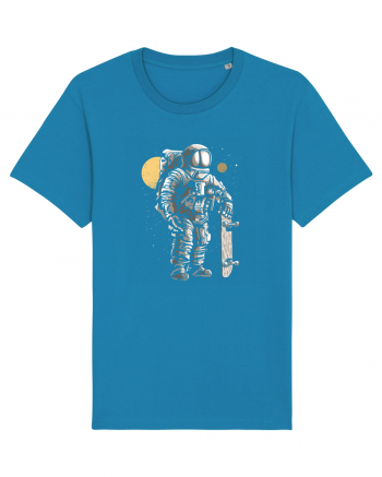 Astronaut Skater Retro Wood Style Azur