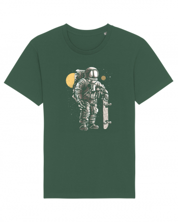 Astronaut Skater Retro Wood Style Bottle Green