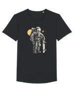 Astronaut Skater Retro Wood Style Tricou mânecă scurtă guler larg Bărbat Skater