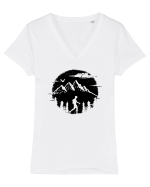 Singur pe Cărări de Munte Tricou mânecă scurtă guler V Damă Evoker