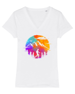 Singur pe Cărări de Munte Tricou mânecă scurtă guler V Damă Evoker
