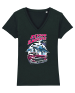 Flying Saucers Vintage Car Tricou mânecă scurtă guler V Damă Evoker