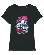 Flying Saucers Vintage Car Tricou mânecă scurtă guler larg fitted Damă Expresser