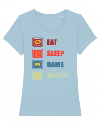 Eat Sleep Game Repeat Sky Blue