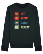 Eat Sleep Game Repeat Bluză mânecă lungă Unisex Rise