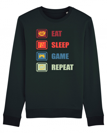 Eat Sleep Game Repeat Black