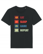 Eat Sleep Game Repeat Tricou mânecă scurtă Unisex Rocker