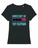 Gamers Don't Die, They Respawn Tricou mânecă scurtă guler larg fitted Damă Expresser