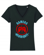 Gamers Never Quit Tricou mânecă scurtă guler V Damă Evoker