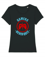 Gamers Never Quit Tricou mânecă scurtă guler larg fitted Damă Expresser