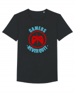 Gamers Never Quit Tricou mânecă scurtă guler larg Bărbat Skater