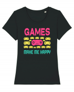 Games Make Me Happy Tricou mânecă scurtă guler larg fitted Damă Expresser