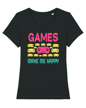 Games Make Me Happy Black
