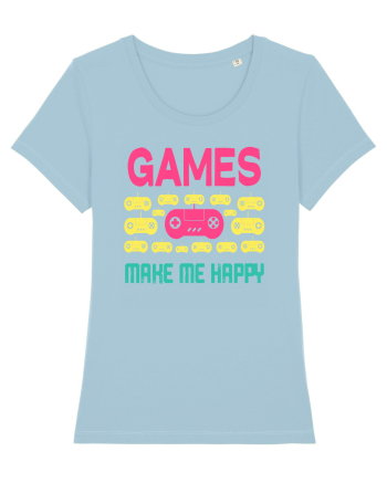 Games Make Me Happy Sky Blue