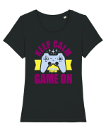 Keep Calm And Game On Tricou mânecă scurtă guler larg fitted Damă Expresser