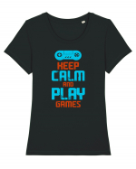 Keep Calm And Play Games Tricou mânecă scurtă guler larg fitted Damă Expresser