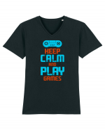 Keep Calm And Play Games Tricou mânecă scurtă guler V Bărbat Presenter