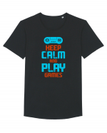 Keep Calm And Play Games Tricou mânecă scurtă guler larg Bărbat Skater