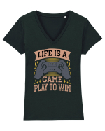 Life Is A Game Play To Win Tricou mânecă scurtă guler V Damă Evoker