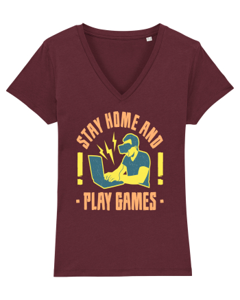 Stay Home And Play Games Burgundy
