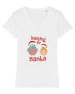 Waiting for Santa Tricou mânecă scurtă guler V Damă Evoker