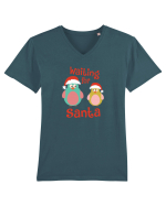Waiting for Santa Tricou mânecă scurtă guler V Bărbat Presenter