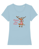 Happy New Year ! Tricou mânecă scurtă guler larg fitted Damă Expresser