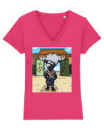 NARUTO - Kakashi in Konoha (chibi style) Tricou mânecă scurtă guler V Damă Evoker