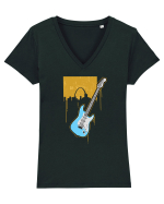 Graffiti Guitar Tricou mânecă scurtă guler V Damă Evoker