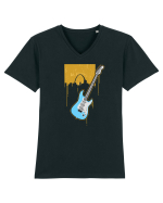 Graffiti Guitar Tricou mânecă scurtă guler V Bărbat Presenter