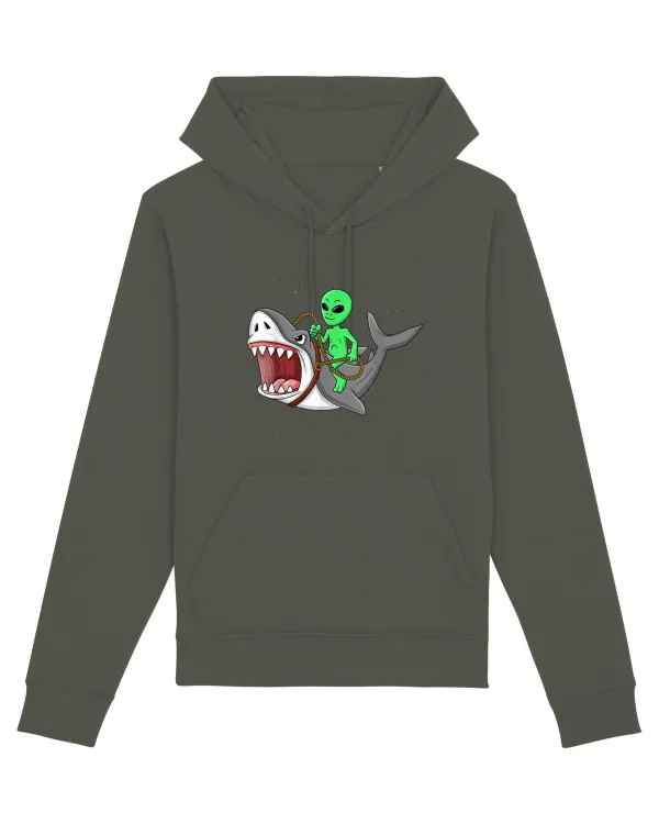 Alien Riding Shark Khaki
