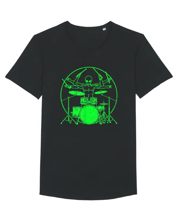 Green UFO Alien Drummer Tricou mânecă scurtă guler larg Bărbat Skater