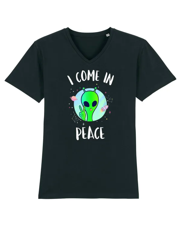 I Come In Peace Funny Alien Rave Tricou mânecă scurtă guler V Bărbat Presenter