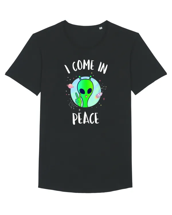 I Come In Peace Funny Alien Rave Tricou mânecă scurtă guler larg Bărbat Skater