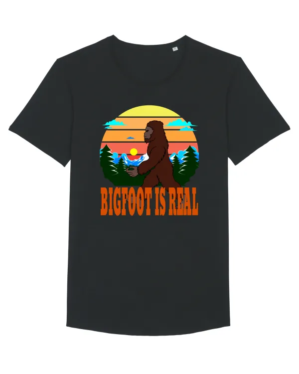 Bigfoot Is Real Tricou mânecă scurtă guler larg Bărbat Skater
