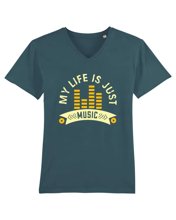 My Life is Just Music Tricou mânecă scurtă guler V Bărbat Presenter
