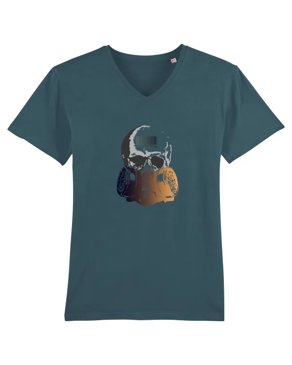 Gas Mask Skull Tricou mânecă scurtă guler V Bărbat Presenter