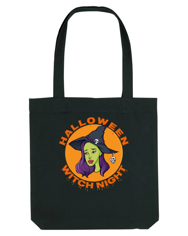 Halloween Witch Night Green Face Witch Black