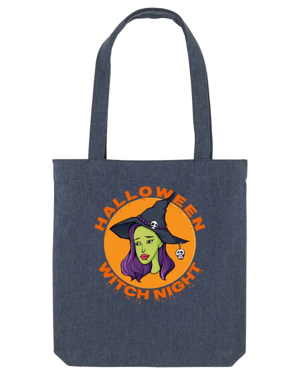 Halloween Witch Night Green Face Witch Midnight Blue
