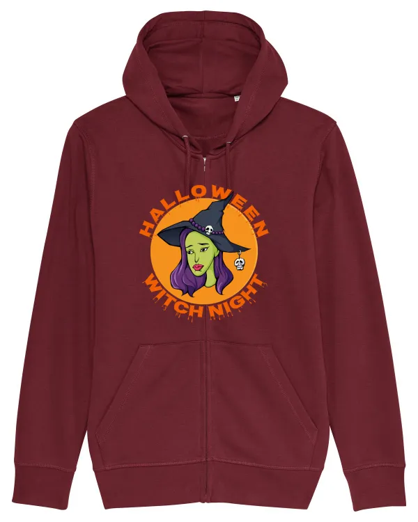Halloween Witch Night Green Face Witch Burgundy