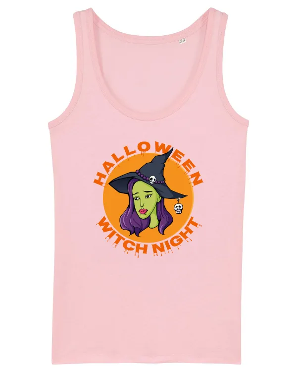 Halloween Witch Night Green Face Witch Cotton Pink