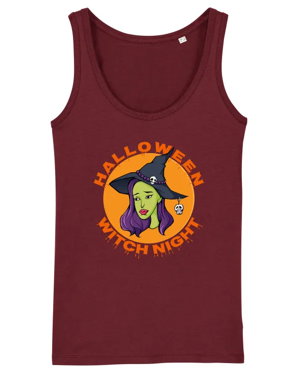 Halloween Witch Night Green Face Witch Burgundy