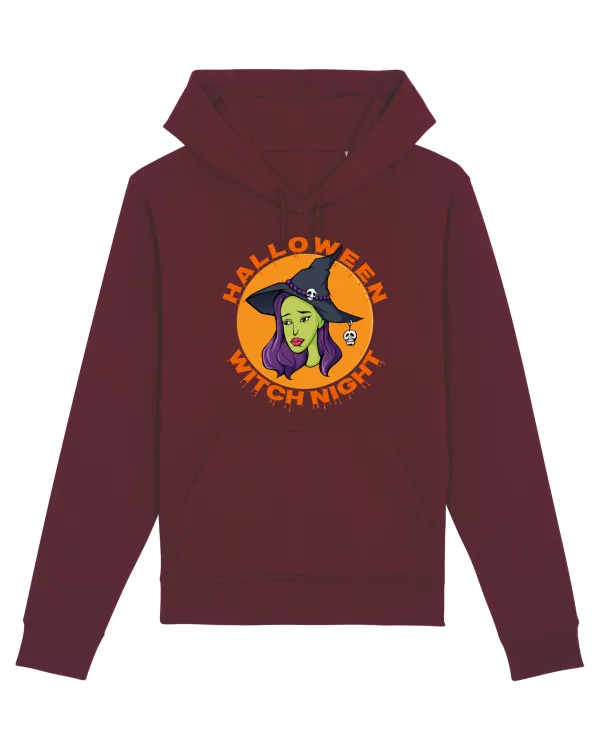 Halloween Witch Night Green Face Witch Burgundy
